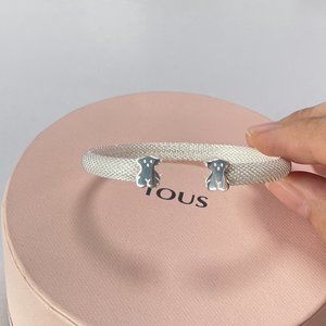 Silver Bangle TOUS Mesh Bear motifs 0,7x0,4cm Bracelet